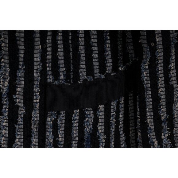 Les Copains Womans Striped Evening Sequin Blazer Jacket IT 48 US XL Blue Coat - Picture 3 of 7